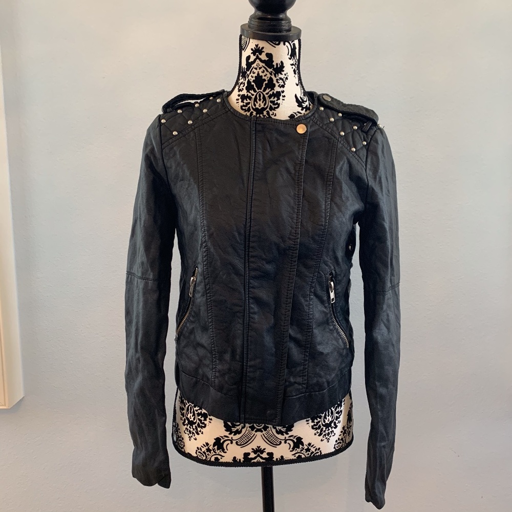 Forever 21 Black Faux Leather Jacket with Studs